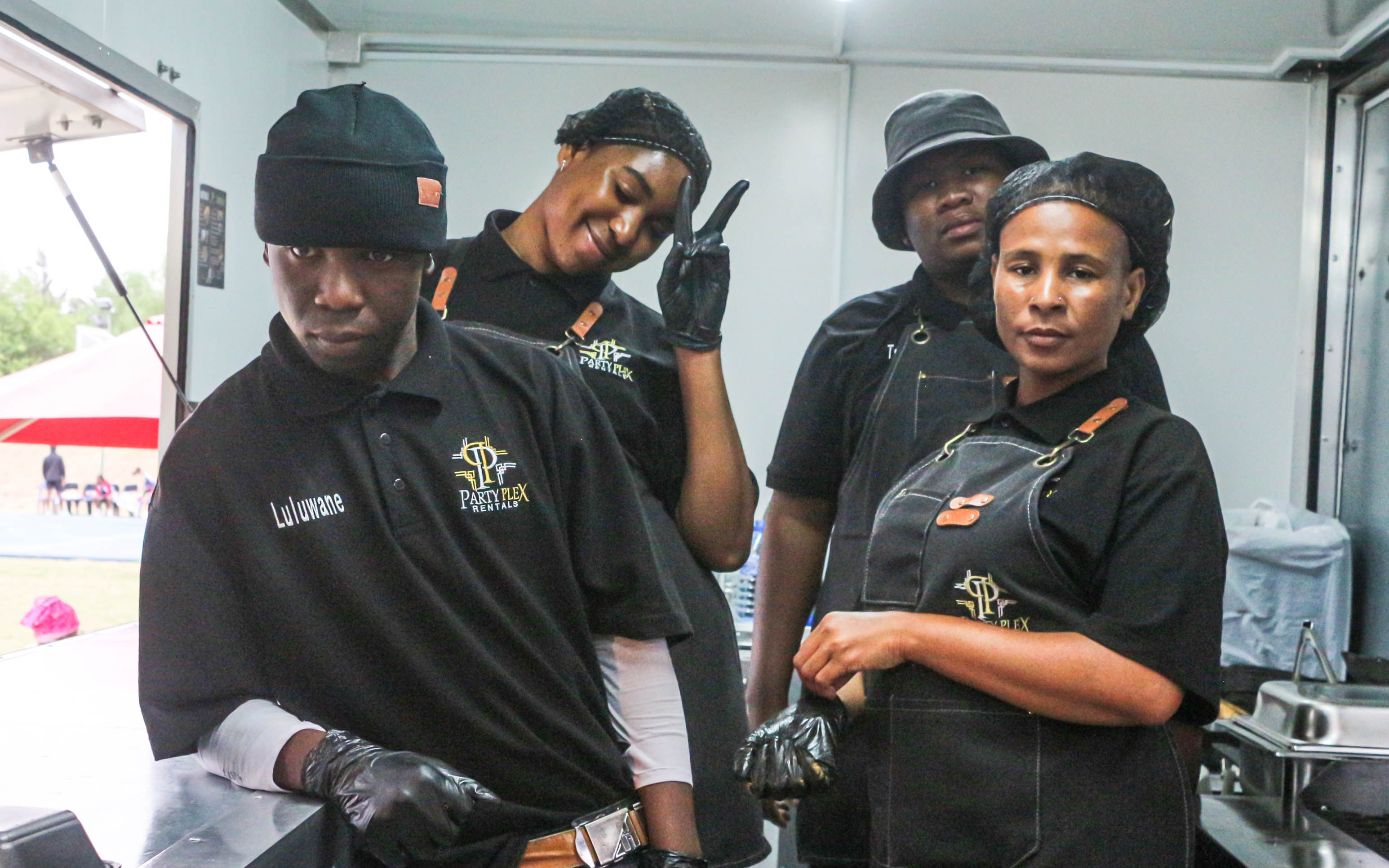 Food truck serving customers at an event